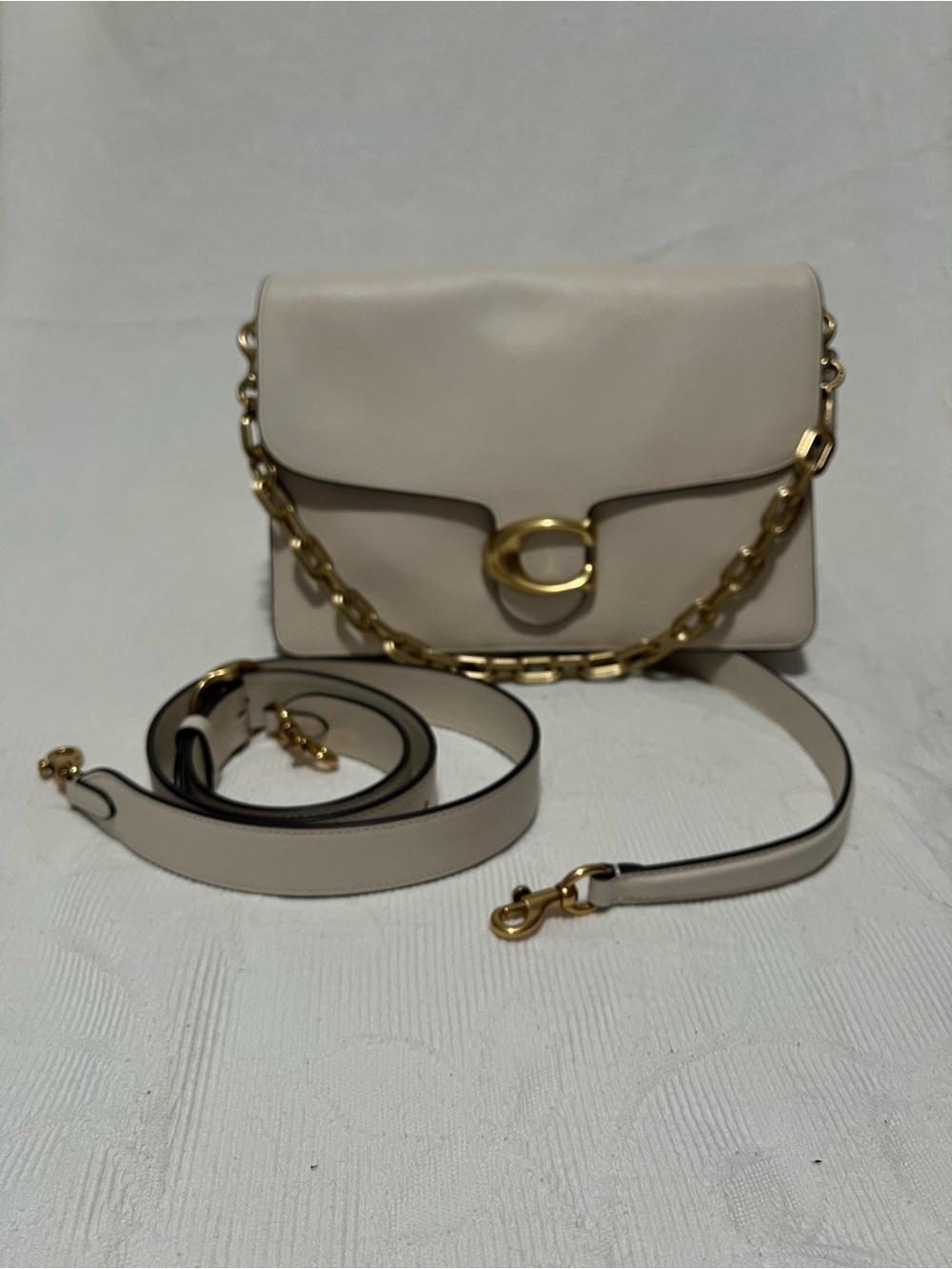 Coach Cream Leather Crossbody with Gold Hardware